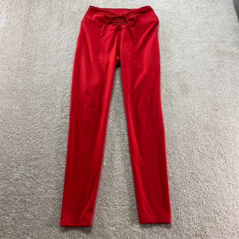 Pink Active Leggings Womens Medium Red Ruched Drawstring High‎ Waist
